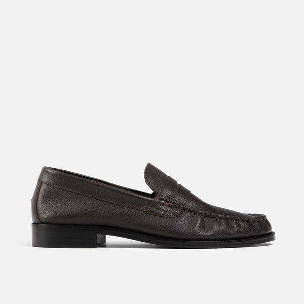 Ezra Chestnut Pebble Pleated Penny Loafer - Men's