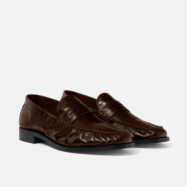 Ezra Chestnut Ruched Loafer - Men's