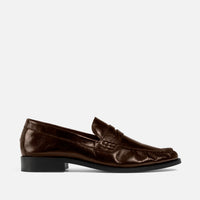 Ezra Chestnut Ruched Loafer - Men's