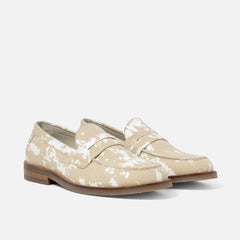 Wilde Beige + White Painted Canvas Penny Loafer - Men's