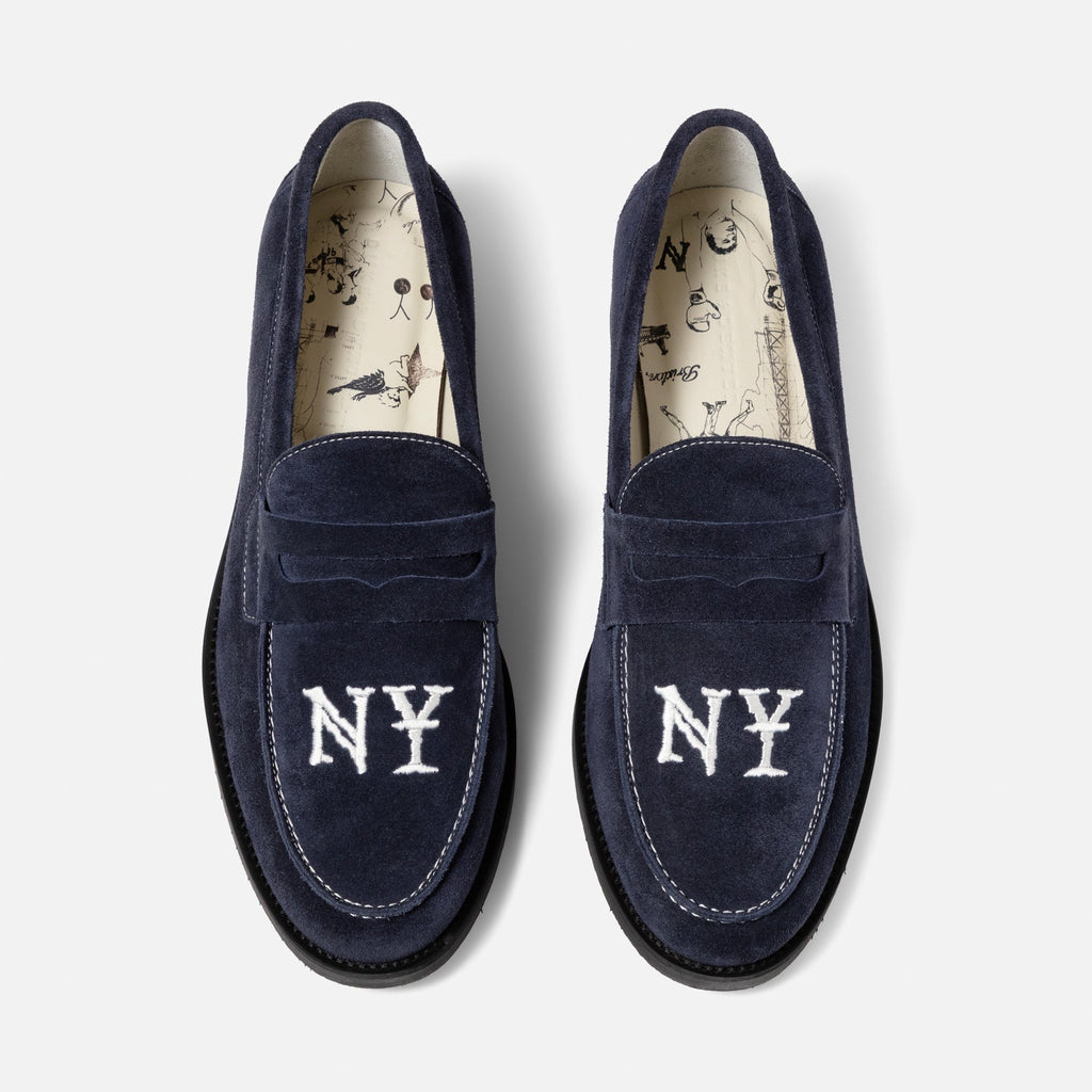 Wilde NY Navy Blue Suede Penny Loafer - Men's