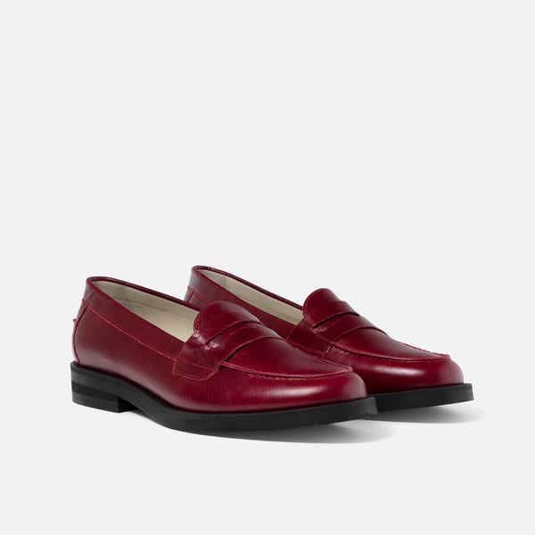 Wilde Red Creased Penny Loafer - Women's