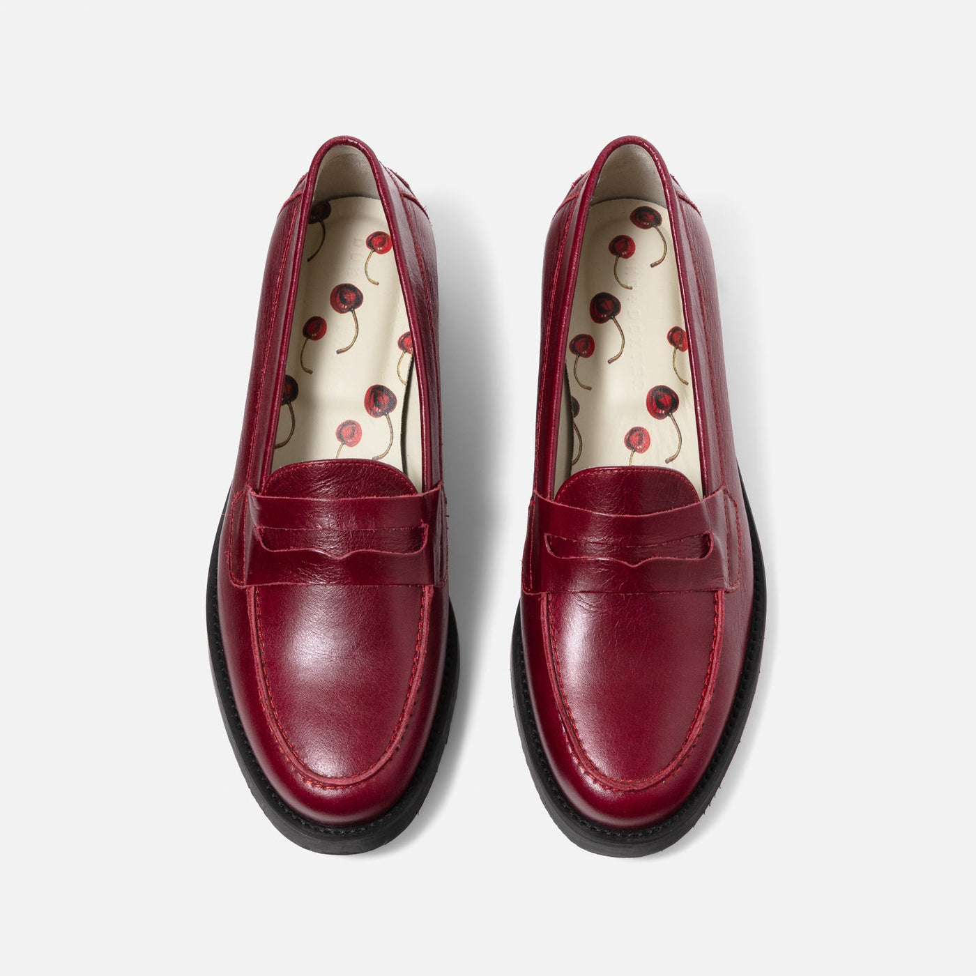 Wilde Dark Red Creased Penny Loafer - Women's | DUKE + DEXTER