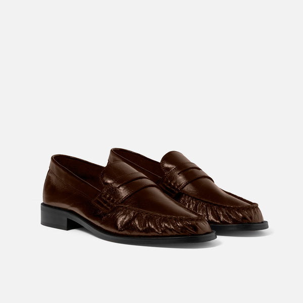 Ezra Chestnut Ruched Loafer - Women's