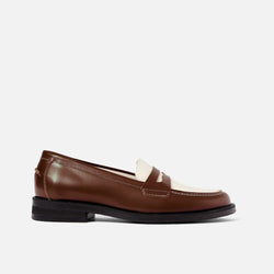 Wilde Chestnut + White Penny Loafer Women's