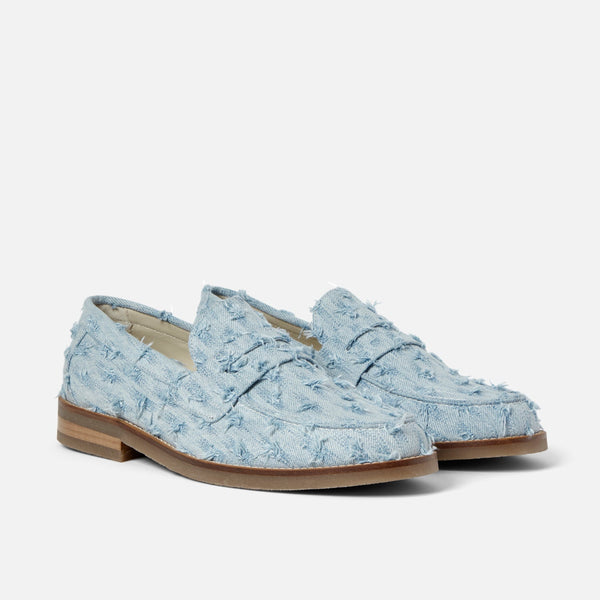 Wilde Blue Punched Denim Penny Loafer - Men's