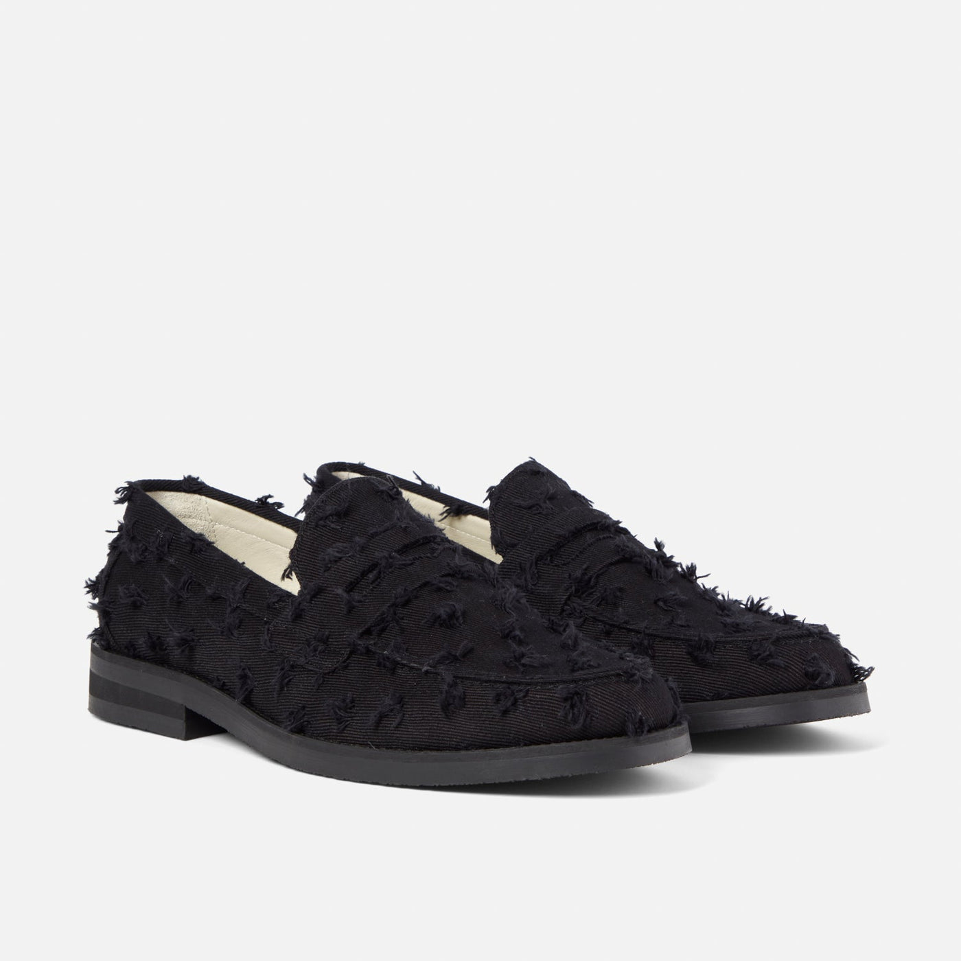 Wilde Black Punched Denim Penny Loafer - Men's | DUKE + DEXTER