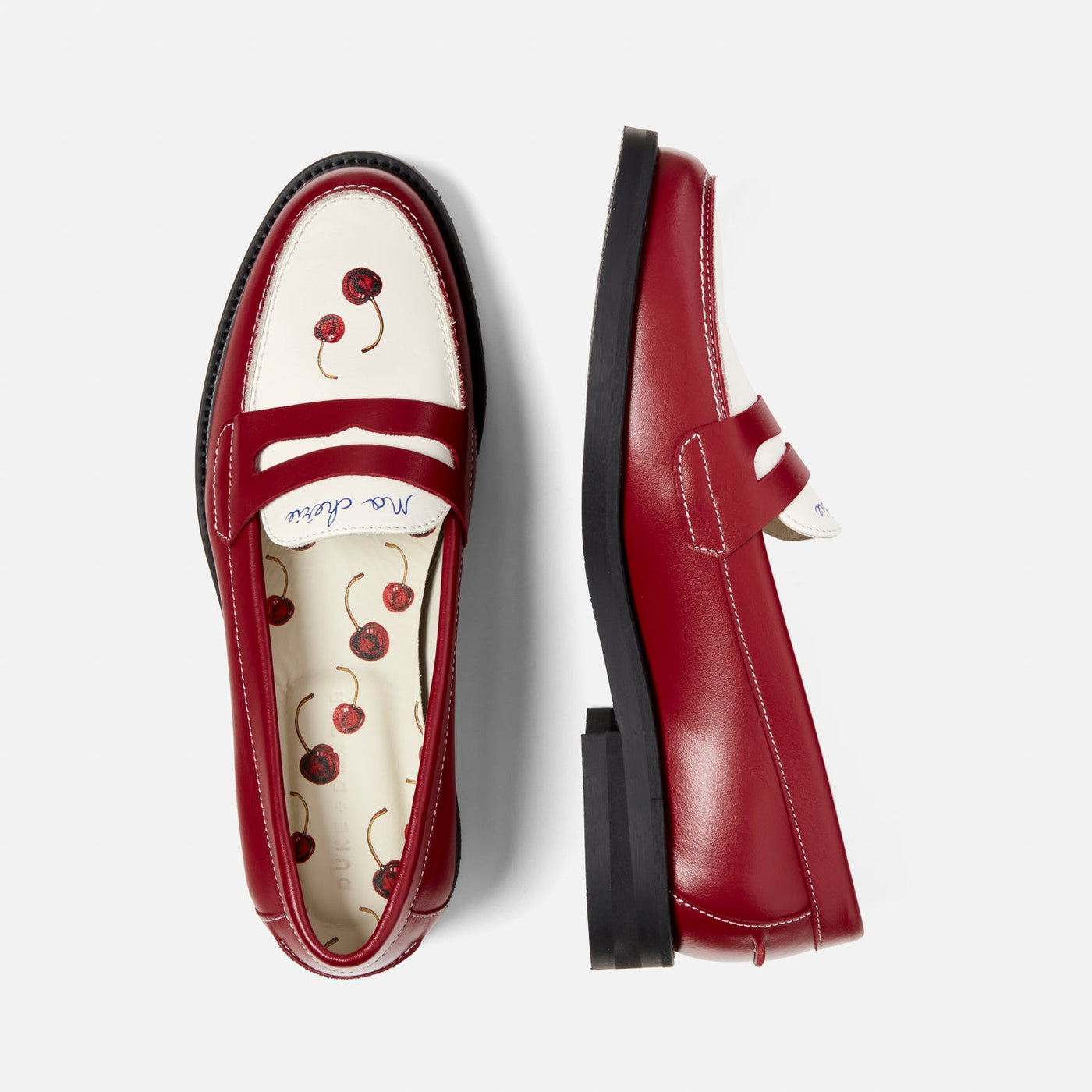 Duke + Dexter, Women's Wilde Cherry Red Penny Loafer Duke + Dexter, Women's Wilde Cherry Red Penny Loafer