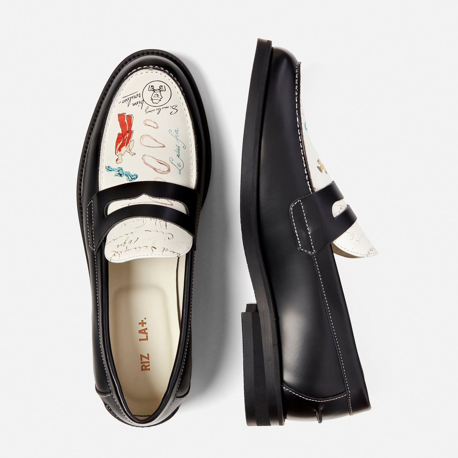 靴 duke + dexter rizla archive penny loafer Wilde Black + White Rattan Penny Loafer - Men's | DUKE + DEXTER