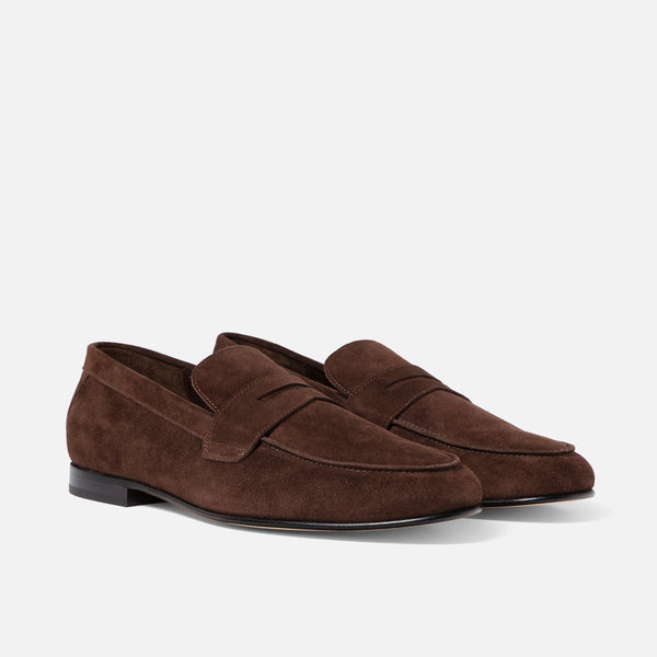 Caine Brown Suede Penny Loafer - Men's
