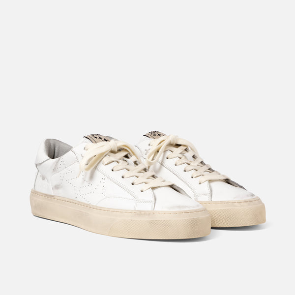 Plus Court White Distressed Sneaker - Men's
