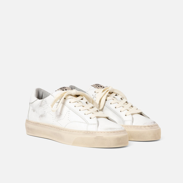 Plus Court White Distressed Sneaker - Women's