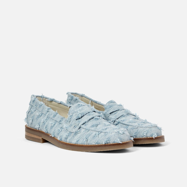 Wilde Blue Punched Denim Penny Loafer - Women's