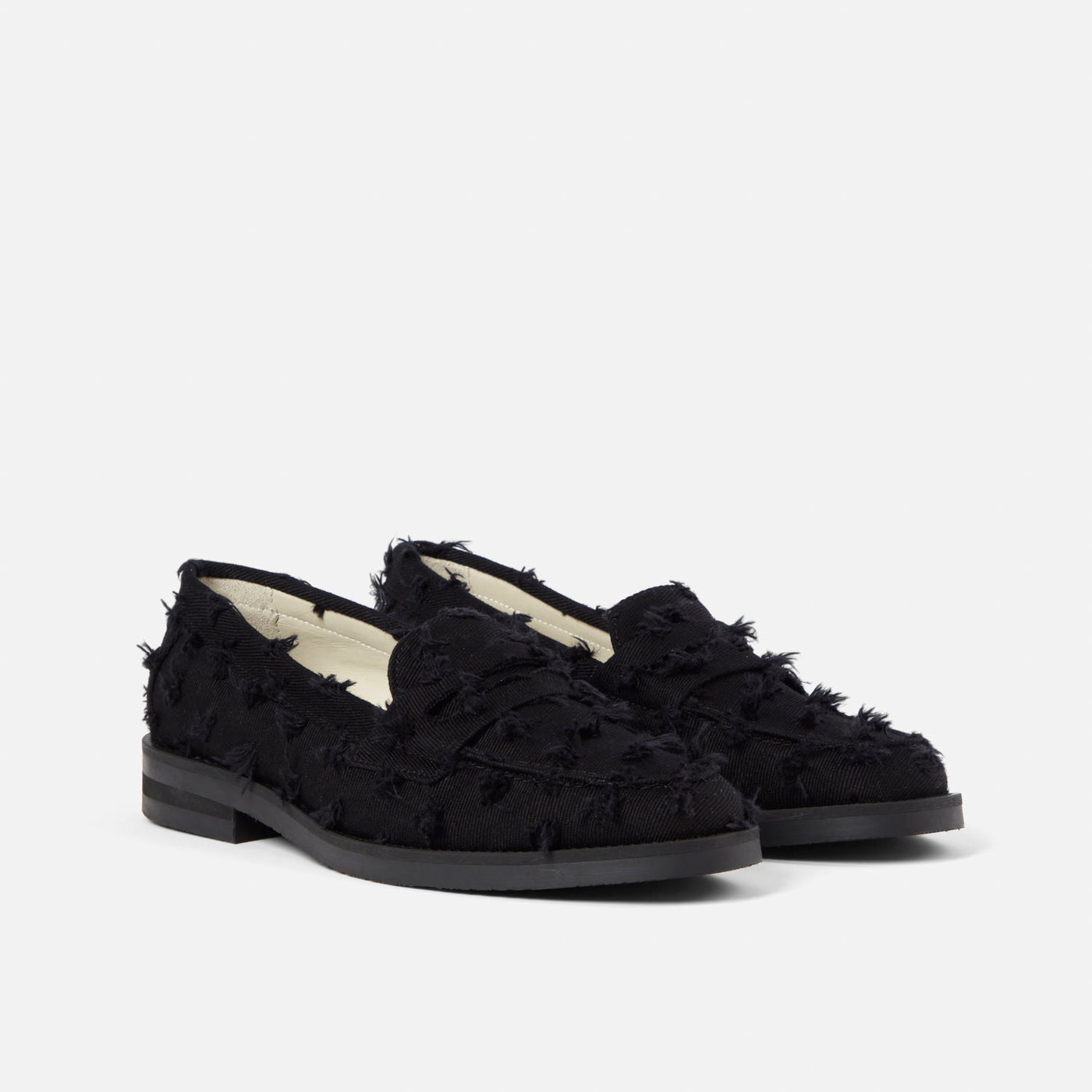 Wilde Black Punched Denim Penny Loafer - Women's | DUKE + DEXTER