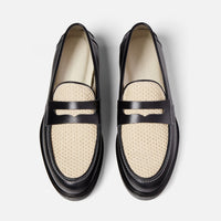 Wilde Black + White Rattan Penny Loafer - Men's