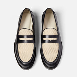 Wilde Black + White Rattan Penny Loafer - Men's