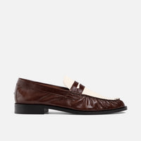 Ezra Chestnut + White Ruched Loafer - Men's