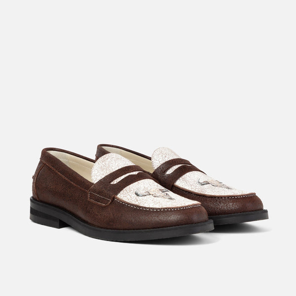 Wilde Cracked Bison Skull Penny Loafer - Men's