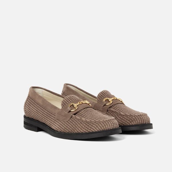 Wilde Brown Corduroy Bit Loafer- Women's
