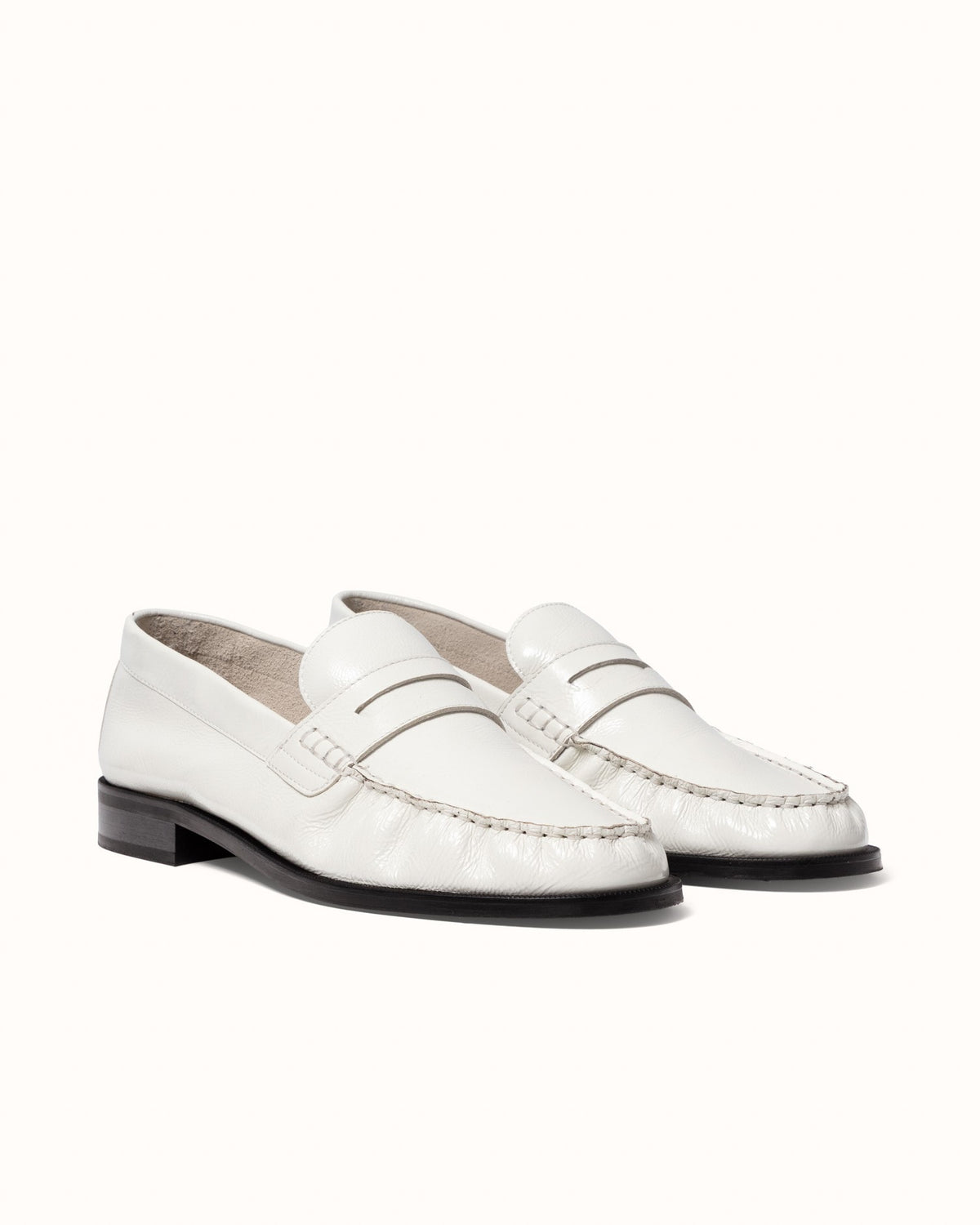 Ezra White Patent Ruched Loafer - Men's