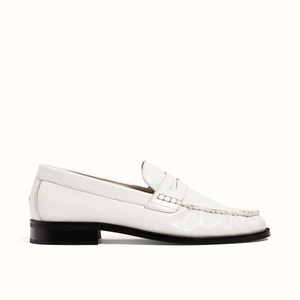 Ezra White Patent Ruched Loafer - Men's