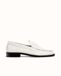 Ezra White Patent Ruched Loafer - Men's