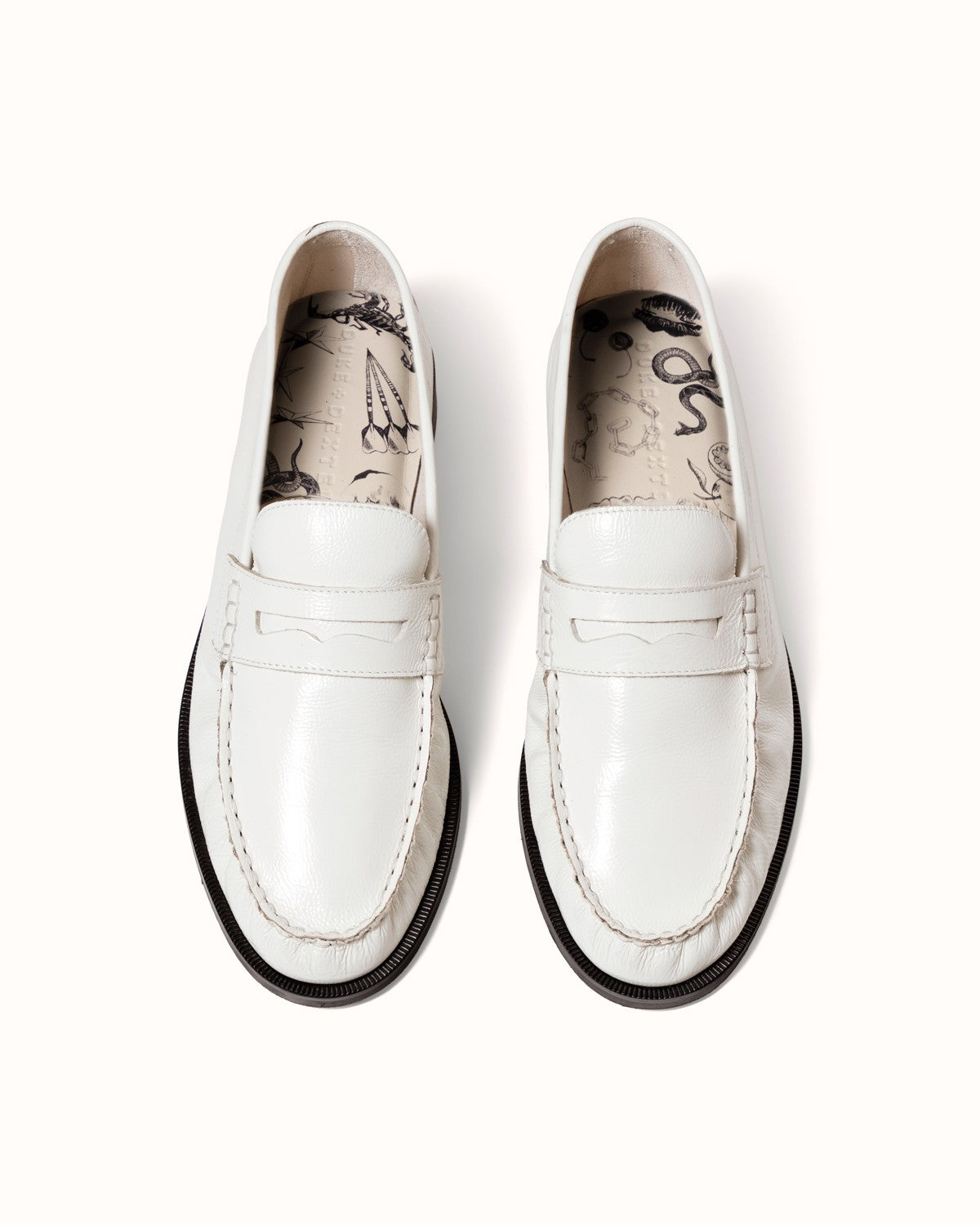 Ezra White Patent Ruched Loafer - Men's