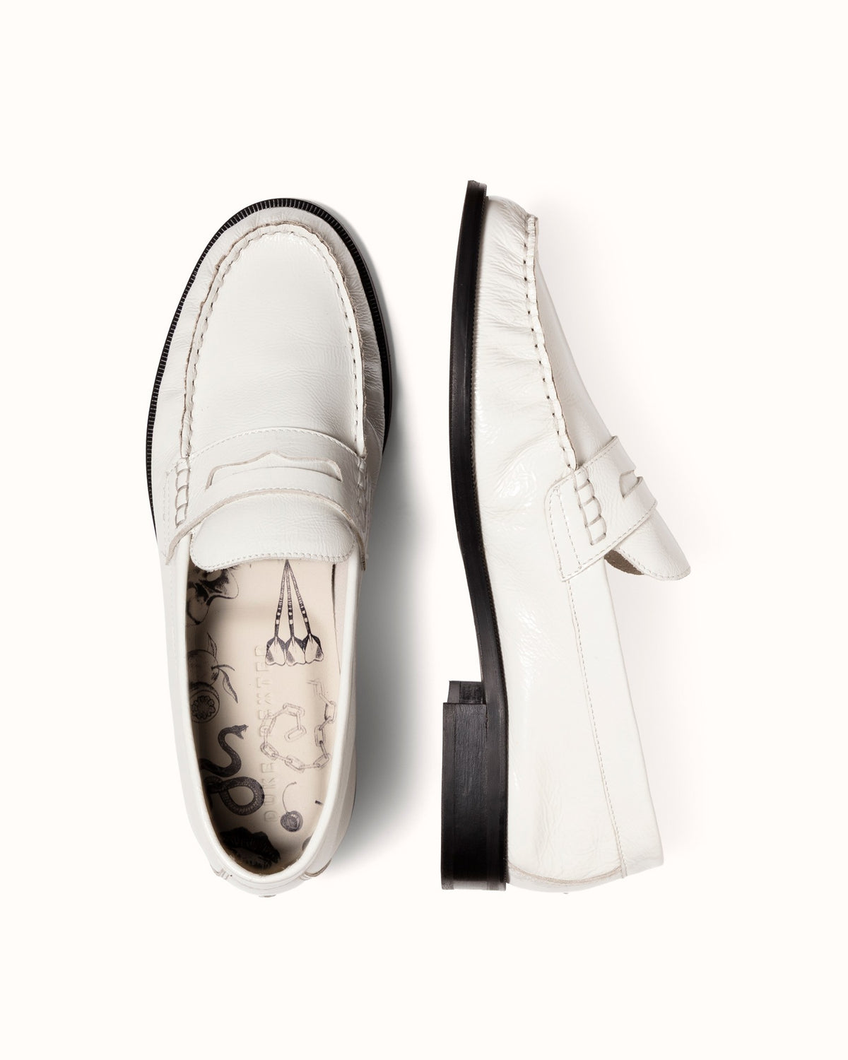 Ezra White Patent Ruched Loafer - Men's