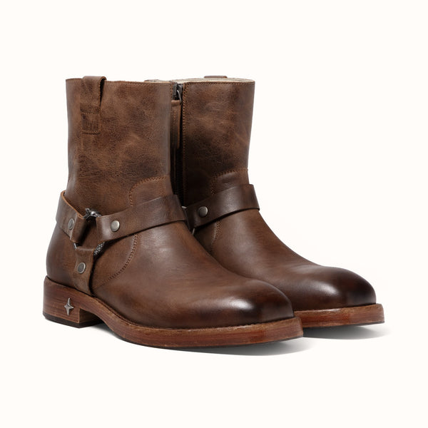 Harley Brown Distressed Biker Boot - Men's