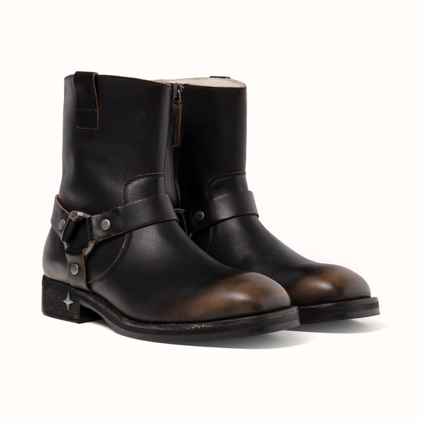Harley Black Distressed Biker Boot - Men's