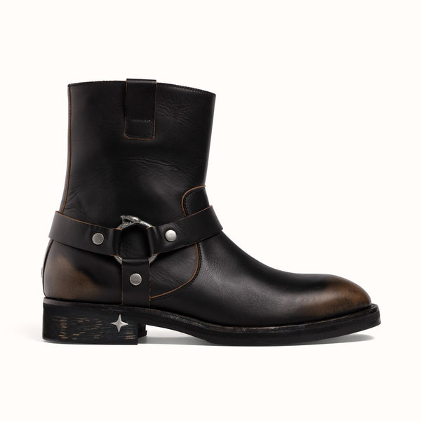 Harley Black Distressed Biker Boot - Men's