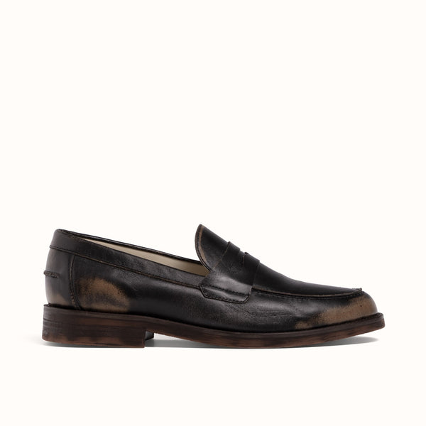 Wilde Black Distressed Penny Loafer - Men's