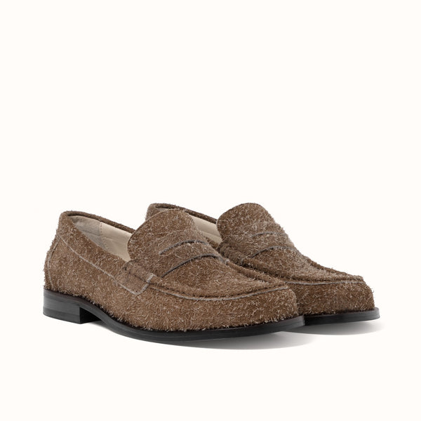 Willis Khaki Hairy Suede Penny Loafer - Men's