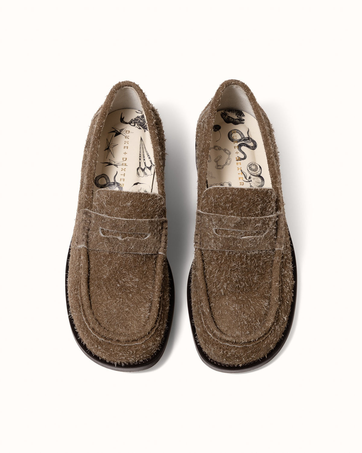 Willis Khaki Hairy Suede Penny Loafer - Men's