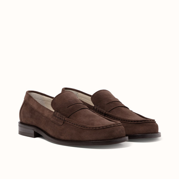 Willis Chocolate Suede Penny Loafer - Men's
