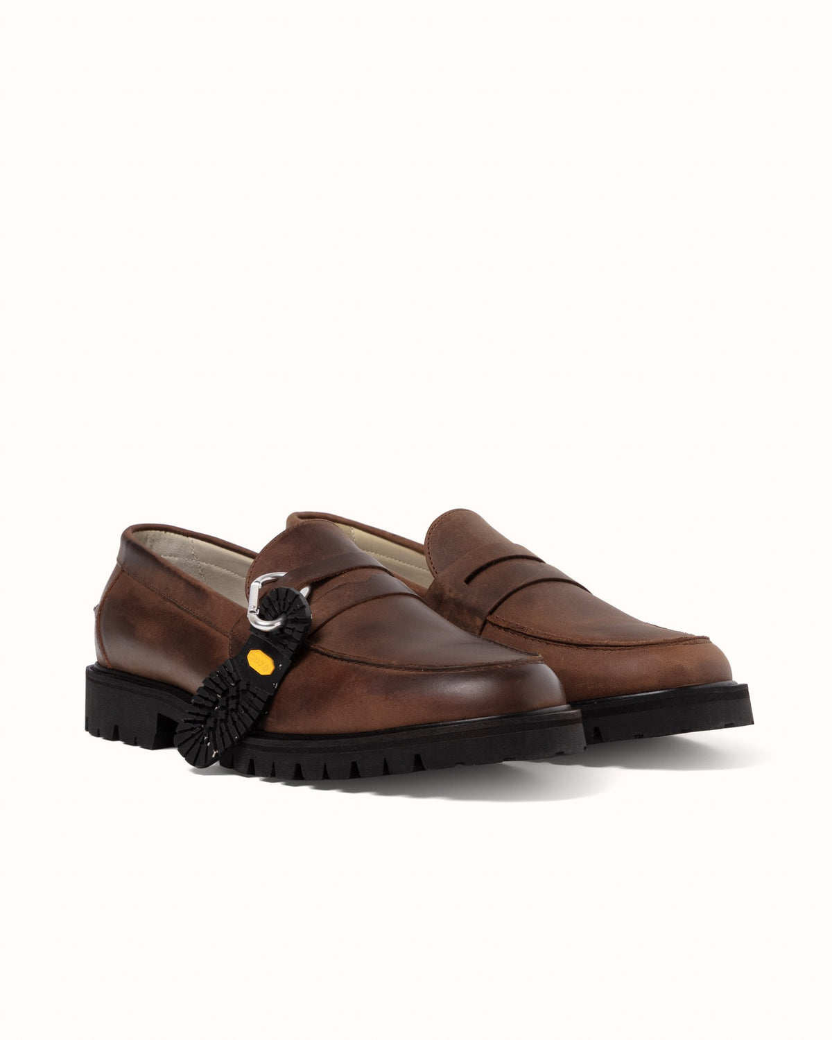 Vibram Brown Distressed Lug Loafer - Men's