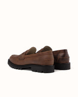 Vibram Brown Distressed Lug Loafer - Men's