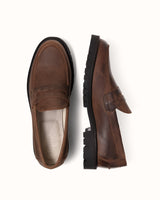 Vibram Brown Distressed Lug Loafer - Men's