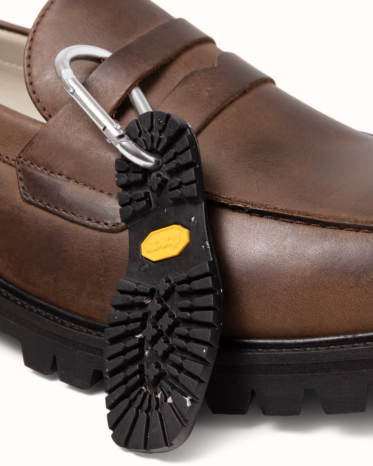 Vibram Brown Distressed Lug Loafer - Men's