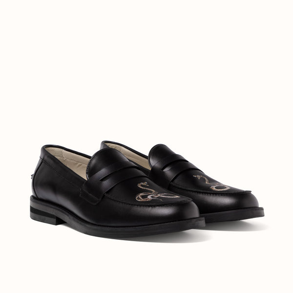 Wilde Black Snake Penny Loafer - Men's