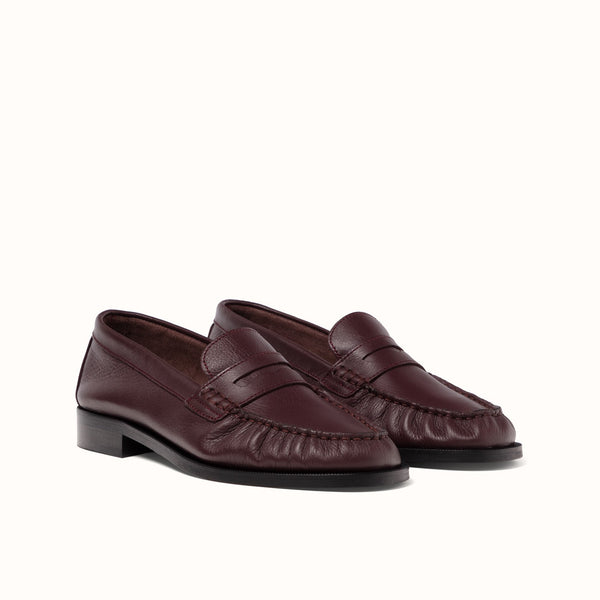 Ezra Burgundy Ruched Loafer - Women's