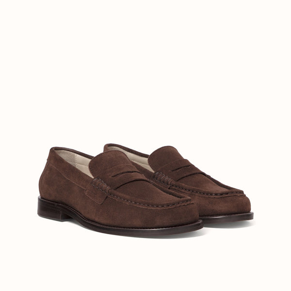 Willis Chocolate Suede Penny Loafer - Women's