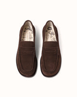 Willis Chocolate Suede Penny Loafer - Women's