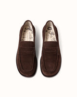 Willis Chocolate Suede Penny Loafer - Women's