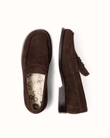 Willis Chocolate Suede Penny Loafer - Women's