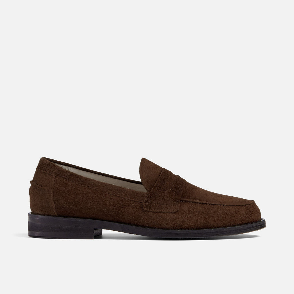 Wilde Brown Suede Penny Loafer - Men's | DUKE + DEXTER