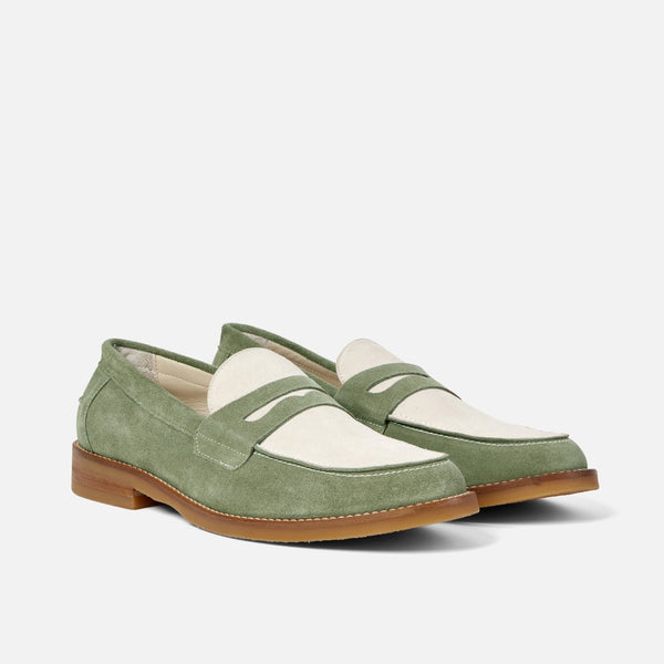 Wilde Sage + White Suede Penny Loafer - Men's