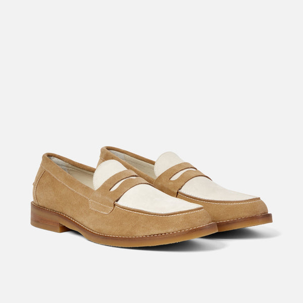 Wilde Beige + White Suede Penny Loafer - Men's