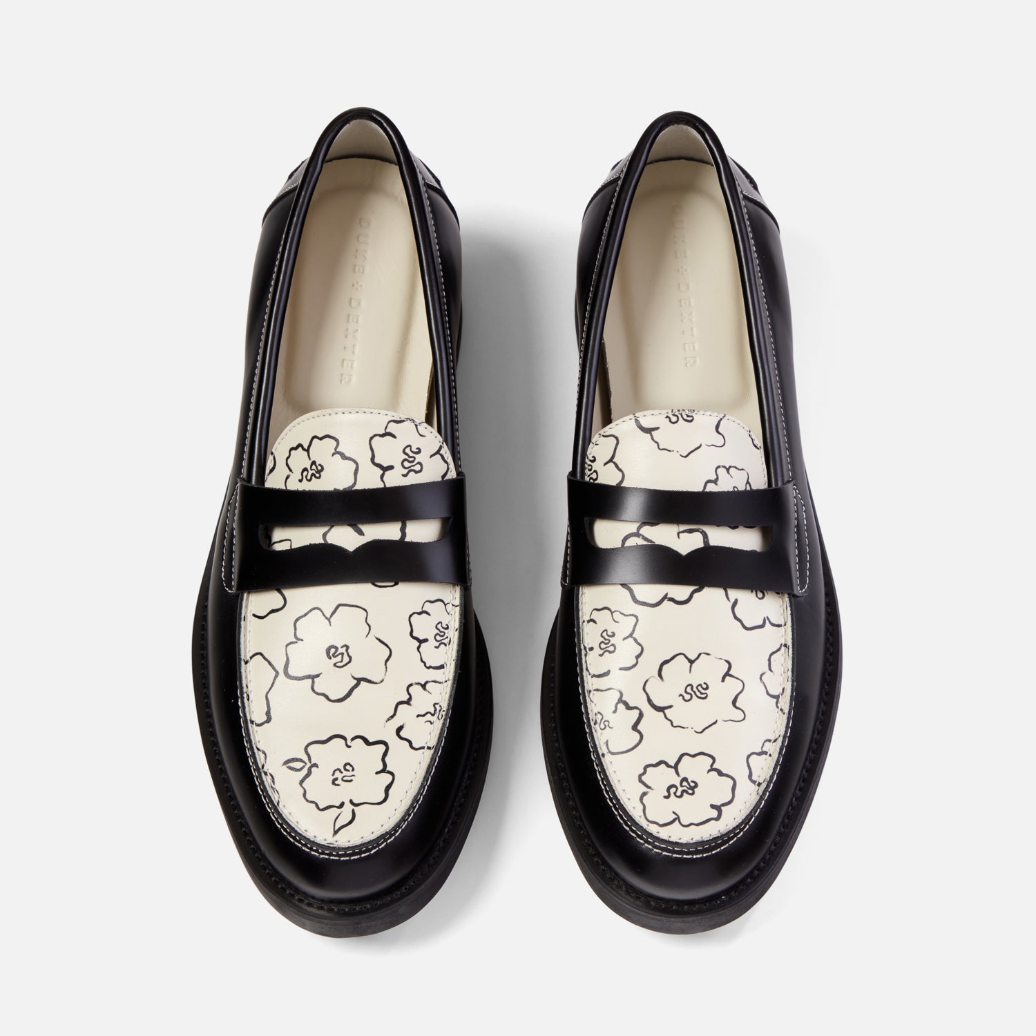 靴 DUKE + DEXTER Black X White Penny Loafer WILDE Black and White Leather Penny Loafer | DUKE + DEXTER