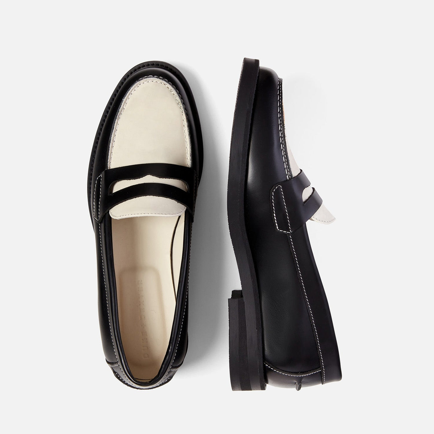 WILDE Black + White Leather Penny Loafer - Women's | DUKE + DEXTER WILDE Black + White Leather Penny Loafer - Women's | DUKE + DEXTER
